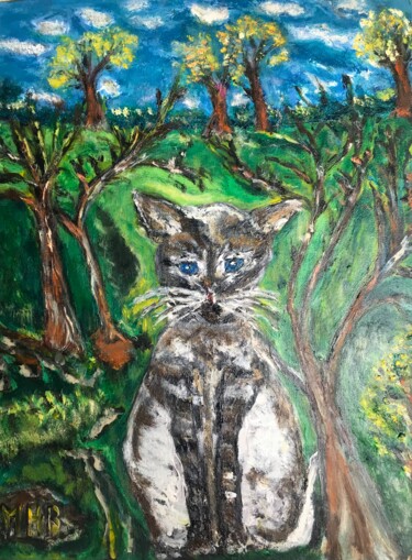 Peinture intitulée "Le chat en liberté" par Maria Helena Benier - De Macedo, Œuvre d'art originale, Acrylique