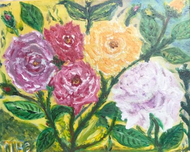 Pintura titulada "Les roses" por Maria Helena Benier - De Macedo, Obra de arte original, Acrílico