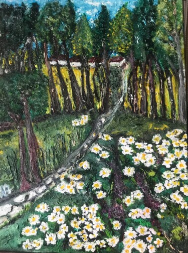 Painting titled "Le chemin Romarigães" by Maria Helena Benier - De Macedo, Original Artwork, Acrylic