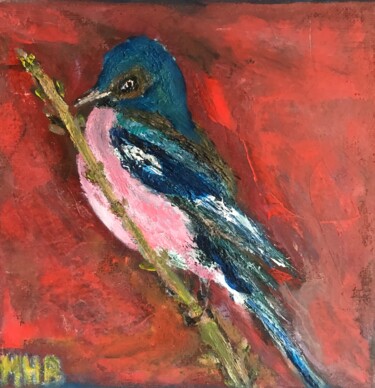 Schilderij getiteld "L’oiseau bleu" door Maria Helena Benier - De Macedo, Origineel Kunstwerk, Olie