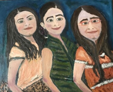 Peinture intitulée "Les sœurs" par Maria Helena Benier - De Macedo, Œuvre d'art originale, Huile