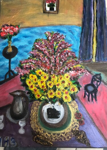Peinture intitulée "Le bouquet jaune" par Maria Helena Benier - De Macedo, Œuvre d'art originale, Acrylique