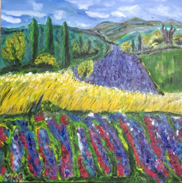 Painting titled "Paysage de Provence" by Maria Helena Benier - De Macedo, Original Artwork, Acrylic