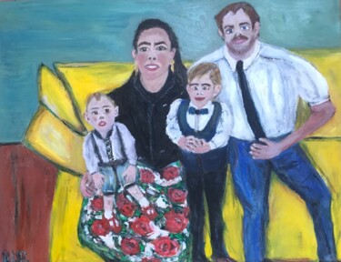 Peinture intitulée "La famille" par Maria Helena Benier - De Macedo, Œuvre d'art originale, Huile