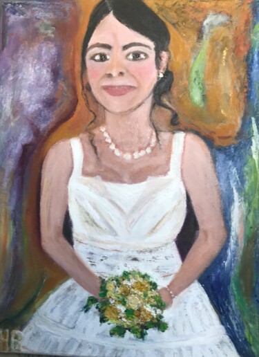 Painting titled "La mariée" by Maria Helena Benier - De Macedo, Original Artwork, Oil