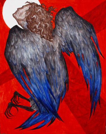 Malerei mit dem Titel "Dead Bird" von Maria Iablonskaia, Original-Kunstwerk, Tempera