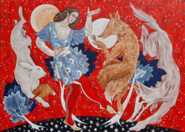 "Ai vist lo lop" başlıklı Tablo Maria Iablonskaia tarafından, Orijinal sanat, Zamklı boya