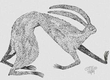 Цифровое искусство под названием "Hare" - Maria Iablonskaia, Подлинное произведение искусства, Чернила