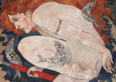 Pittura intitolato "Cuchulainn in a jump" da Maria Iablonskaia, Opera d'arte originale, Olio