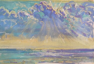 Pittura intitolato "SUNRISE seascape oi…" da Maria Iakovleva, Opera d'arte originale, Olio