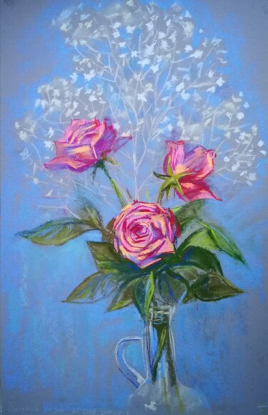 Pintura titulada "Modern flowers pain…" por Maria Iakovleva, Obra de arte original, Pastel