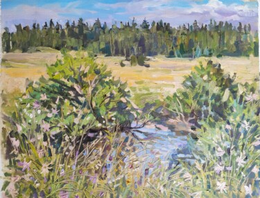 Painting titled "Landscape oil paint…" by Maria Iakovleva, Original Artwork, Oil