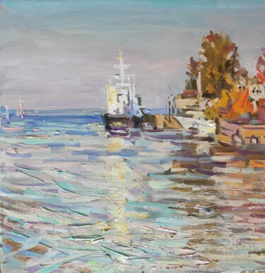 Painting titled "Autumn sunny seasca…" by Maria Iakovleva, Original Artwork, Oil