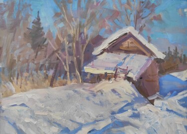 Картина под названием "Winter landscape" - Maria Iakovleva, Подлинное произведение искусства, Масло