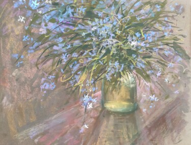 Peinture intitulée "Blue flowers" par Maria Iakovleva, Œuvre d'art originale, Pastel