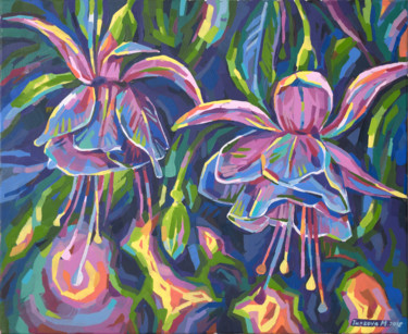 Peinture intitulée "Enchanted flowers" par Maria Iurkova, Œuvre d'art originale, Acrylique