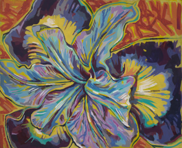 Painting titled "Iris flower dance" by Maria Iurkova, Original Artwork, Acrylic