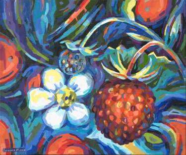 Painting titled "Strawberry blossom" by Maria Iurkova, Original Artwork, Acrylic