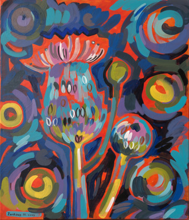 Peinture intitulée "Flower's color myst…" par Maria Iurkova, Œuvre d'art originale, Acrylique Monté sur Châssis en bois