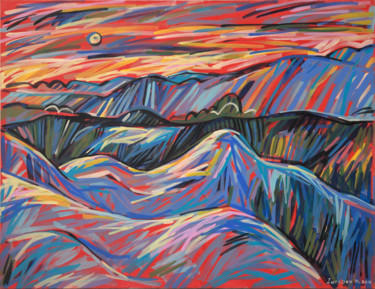 Painting titled "Peaks and valleys o…" by Maria Iurkova, Original Artwork, Acrylic Mounted on Wood Stretcher frame