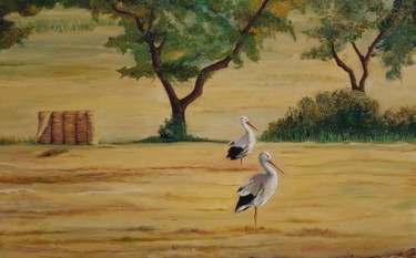 Pintura intitulada "Storks" por Mjcoimbra, Obras de arte originais, Óleo