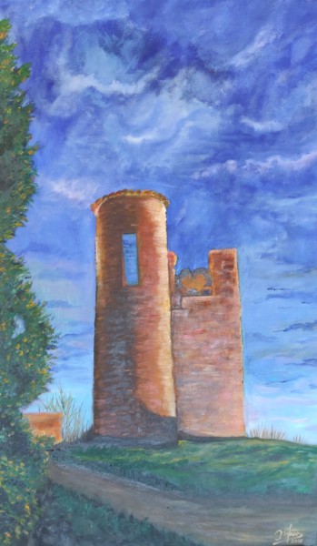 Pintura intitulada "Castle at Night" por Mjcoimbra, Obras de arte originais, Óleo