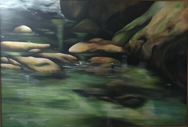 Painting titled "Cachoeira" by Maria Julia Walter, Original Artwork, Oil