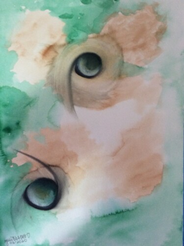 Peinture intitulée "Olhos de Gato" par Maria Julia Walter, Œuvre d'art originale, Aquarelle