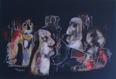 Peinture intitulée ""ΚΩΔΙΚΑΣ ΜΥΣΤΗΡΙΟΥ"" par Maria Karageorgiou, Œuvre d'art originale, Acrylique
