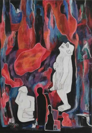 Peinture intitulée "" ΟΔΥΝΗ "" par Maria Karageorgiou, Œuvre d'art originale, Acrylique