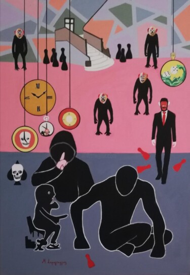 Schilderij getiteld "ΨΙΘΥΡΙΖΟΝΤΑΣ ΣΤΗ ΣΙ…" door Maria Karageorgiou, Origineel Kunstwerk, Acryl