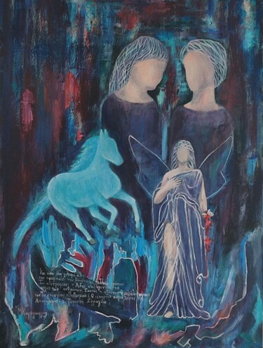 Painting titled "ΔΡΑΜΑΤΙΚΟ ΚΡΕΣΕΝΤΟ" by Maria Karageorgiou, Original Artwork, Acrylic