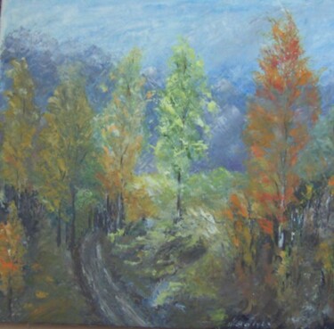 Painting titled "Autumn" by Maria Karalyos, Original Artwork, Oil