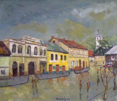 Painting titled "Street à Rosia Mont…" by Maria Karalyos, Original Artwork, Oil