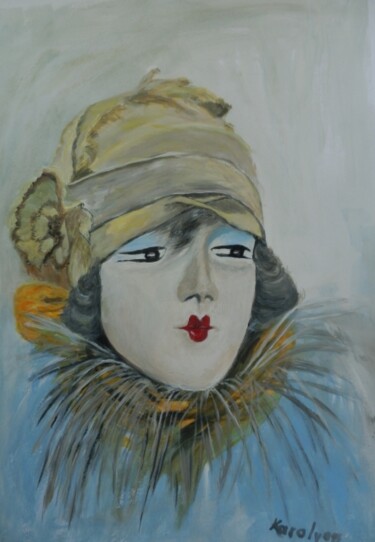 Painting titled "Mademoiselle" by Maria Karalyos, Original Artwork, Acrylic