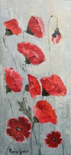 Painting titled "Poppies" by Maria Karalyos, Original Artwork