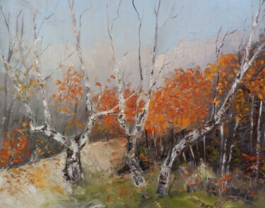 Painting titled "A little autumn" by Maria Karalyos, Original Artwork, Oil