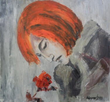 Painting titled "Roses perfume" by Maria Karalyos, Original Artwork, Oil