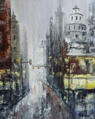 Peinture intitulée "Empty street" par Maria Karalyos, Œuvre d'art originale, Huile