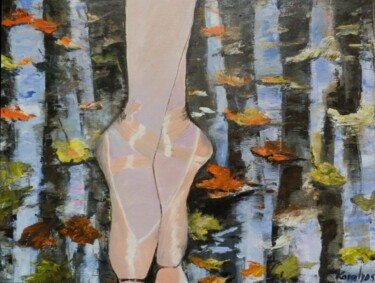 Painting titled "The autumn dance" by Maria Karalyos, Original Artwork, Oil