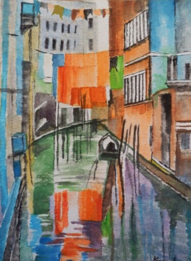 Pintura intitulada "Venice 1" por Maria Karalyos, Obras de arte originais, Aquarela