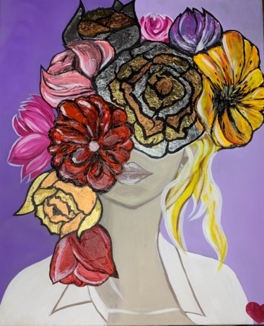 Painting titled "Flower girl" by Maria Klimova, Original Artwork, Acrylic