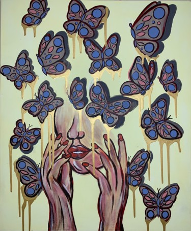 Painting titled "Magic butterfly" by Maria Klimova, Original Artwork, Acrylic