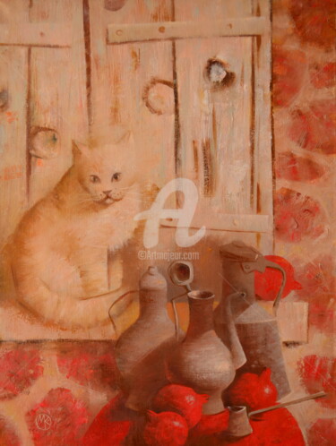 Malerei mit dem Titel "Somewhere in Old To…" von Maria Kniazeva, Original-Kunstwerk, Öl Auf Keilrahmen aus Holz montiert