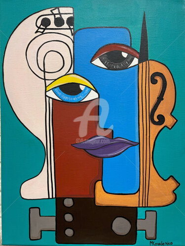Painting titled "«Оркестр»" by Maria Kovalenko, Original Artwork, Acrylic Mounted on Wood Stretcher frame
