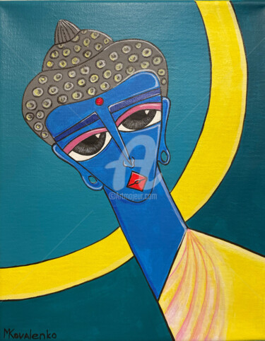 Картина под названием "«Будда»" - Мария Коваленко, Подлинное произведение искусства, Акрил Установлен на Деревянная рама для…