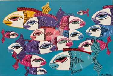 Pintura titulada "«Подводный мир»" por Maria Kovalenko, Obra de arte original, Acrílico Montado en Bastidor de camilla de ma…