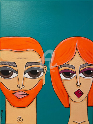 Painting titled "«Рыжие»" by Maria Kovalenko, Original Artwork, Acrylic Mounted on Wood Stretcher frame