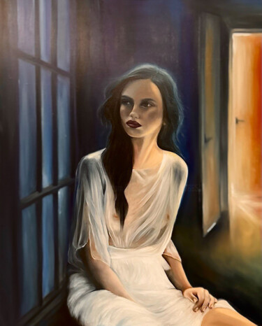 Pintura titulada "Girl at the window" por Maria Kuznetsova, Obra de arte original, Oleo