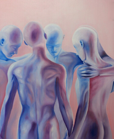 Painting titled "Men" by Maria Kuznetsova, Original Artwork, Oil